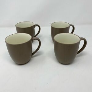 Set of 4 Brown Ceramic Mugs